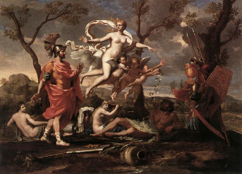 Nicolas Poussin Venus Presenting Arms to Aeneas oil painting picture